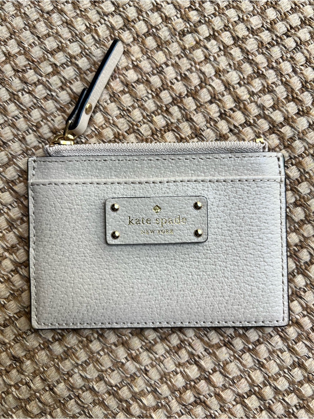 🤍 Kate Spade New York White Leather Zip Card Holder Key Pouch